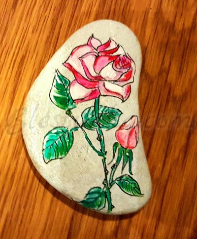 Piedra decorada "Rosa"