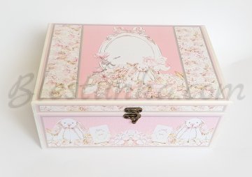 Caja para los tesoros del bebé "El conejito rosa"  - grande