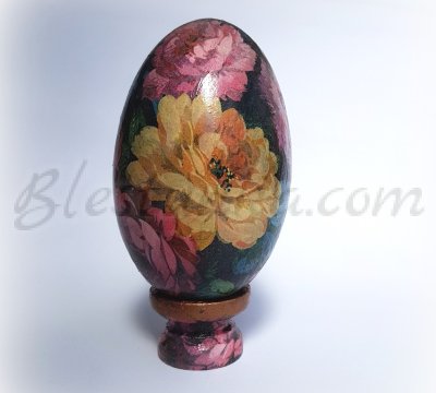 Huevo de cerámica decorativo "Flores" 