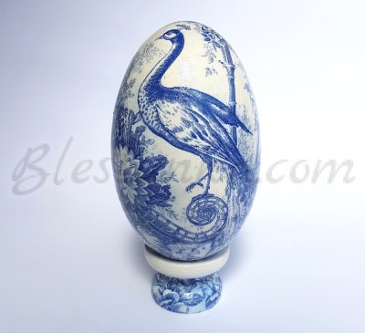 Huevo de cerámica decorativo "El jardín azul"