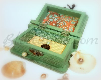Caja de madera para joyas "Caballito de mar" 