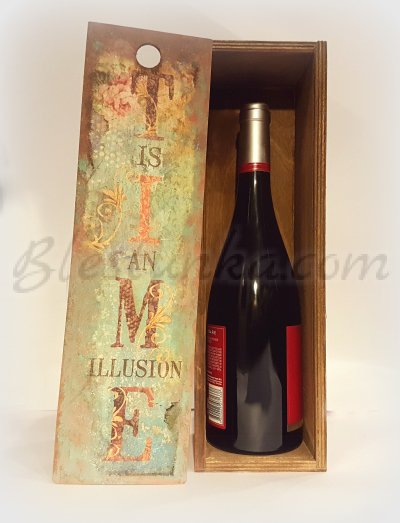 Дървена кутия за вино "Рапсодия в синьо" 