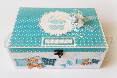 Baby`s Treasures Box "Sweet baby and bears" in blue - big