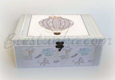 Кутия за бебешки съкровища "Пътешествие с балон" - голяма