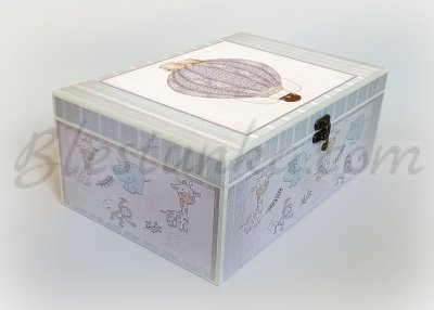 Caja para los tesoros del bebé "Viaje en globo" - grande 