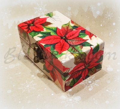 Дървена кутийка за бижута "Коледни звезди"
