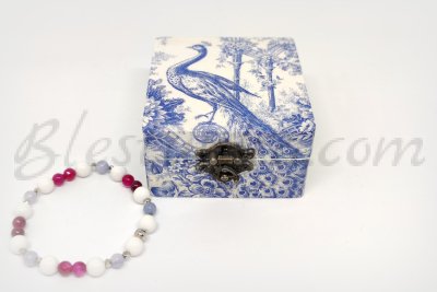 "The blue garden" set - A bracelet  in a wooden box