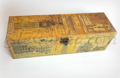 Дървена кутия за вино "Пътешествия"