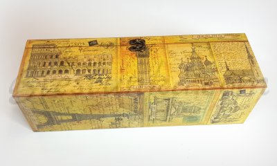 Дървена кутия за вино "Пътешествия"