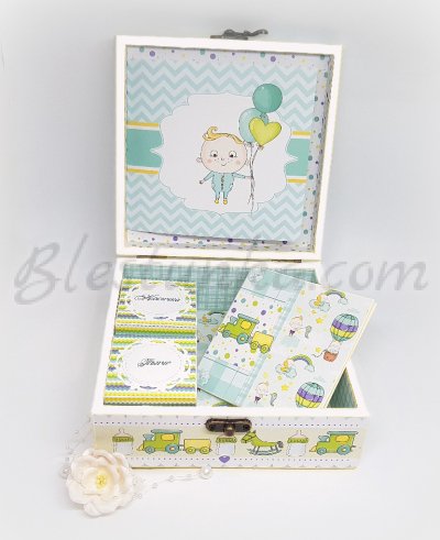 Кутия за бебешки съкровища "Сладкото бебе" в зелено