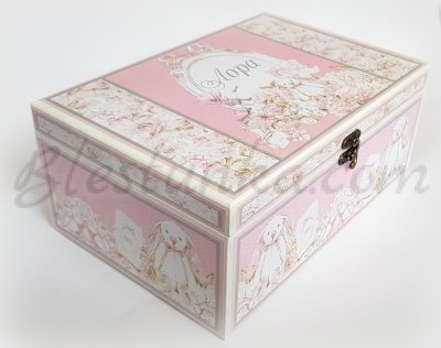 Кутия за бебешки съкровища "Розовото зайче" - голяма