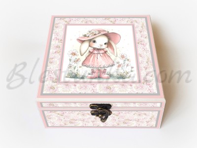 Caja  para los tesoros del bebé "El conejito rosa"