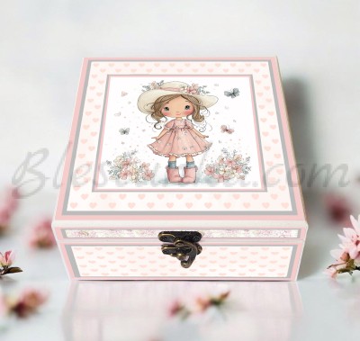 Caja para los tesoros del bebé "La chica del sombrero"
