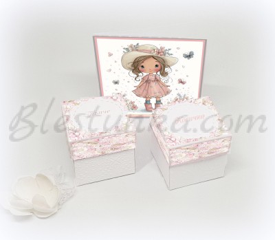 Caja para los tesoros del bebé "La chica del sombrero"